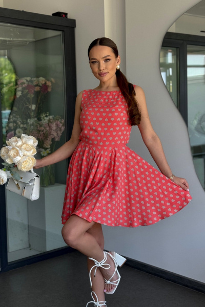 Нарядное короткое платье с бантом и запахом из текстиля Dilana VIP 2037 - фото 8
