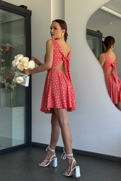 Нарядное короткое платье с бантом и запахом из текстиля Dilana VIP 2037 - фото 7