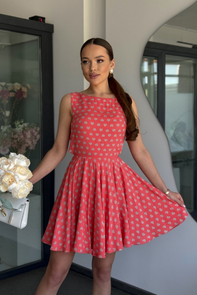 Нарядное короткое платье с бантом и запахом из текстиля Dilana VIP 2037 - фото 2