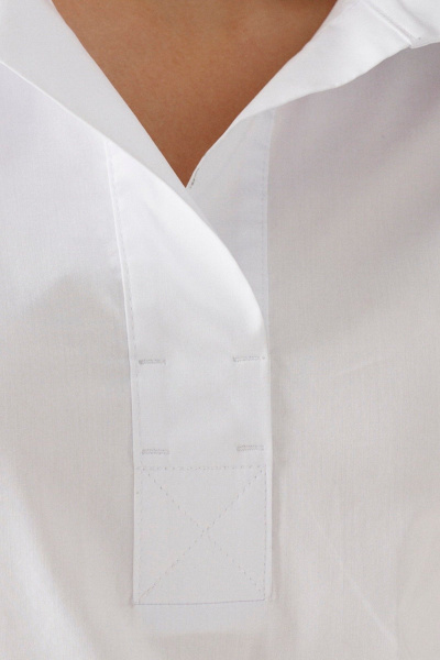 Свободная блуза из натурального полотна с воротником Ketty К-14940 белый - фото 3