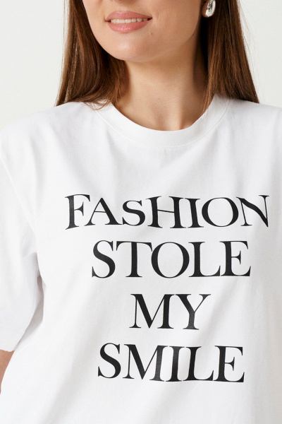 Футболка классического кроя с дизайнерским принтом Ketty К-17940 молочный - фото 3