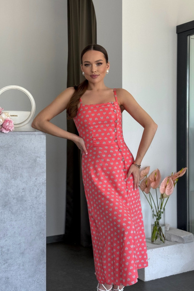 Платье- сарафан с асимметричным кроем и пуговицами Dilana VIP 2039 - фото 6