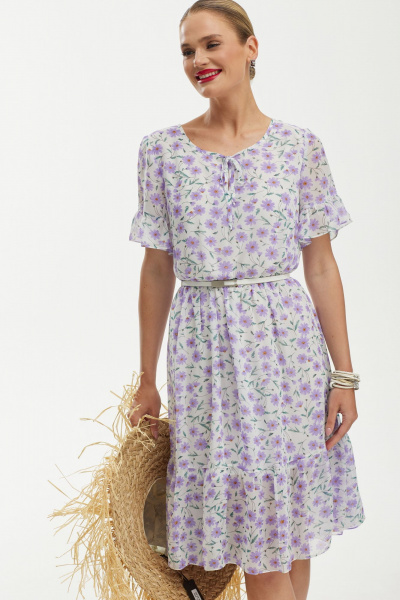 Платье с воланами и сборкой по талии Твой имидж 1254 цветочный-принт - фото 6