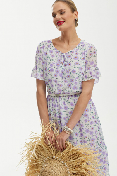 Платье с воланами и сборкой по талии Твой имидж 1254 цветочный-принт - фото 5