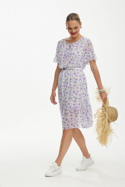Платье с воланами и сборкой по талии Твой имидж 1254 цветочный-принт - фото 4