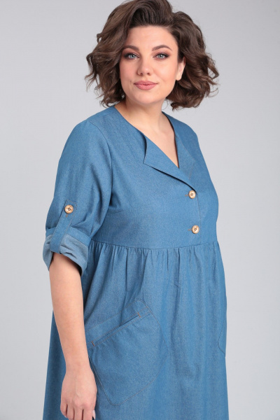 Платье из джинса с карманами и рукавом 3/4 Michel chic 2166 деним - фото 9