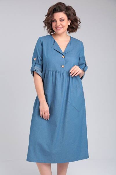 Платье из джинса с карманами и рукавом 3/4 Michel chic 2166 деним - фото 8