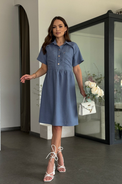 Платье прямого силуэта с накладными карманами и воротником Dilana VIP 2051 - фото 8