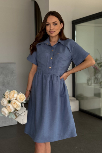 Платье прямого силуэта с накладными карманами и воротником Dilana VIP 2051 - фото 7