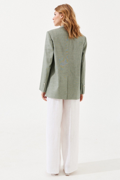 Жакет оверсайз из льняной ткани с накладными карманами VIZANTI 3501а.1 зеленый - фото 7