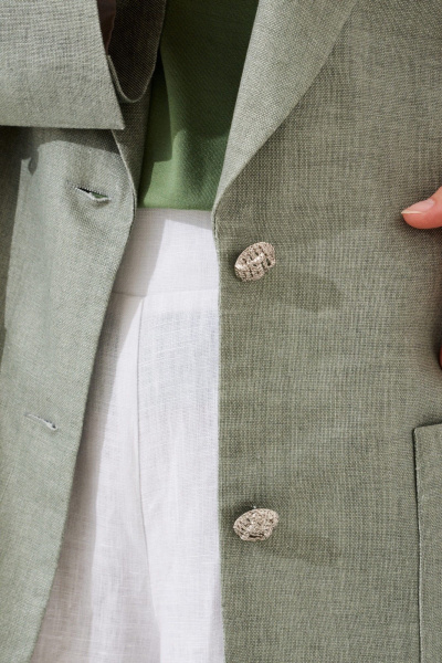 Жакет оверсайз из льняной ткани с накладными карманами VIZANTI 3501а.1 зеленый - фото 6