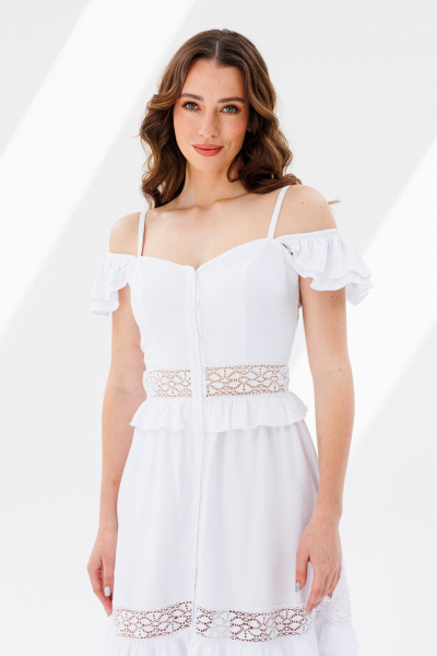 Сарафан из фактурной ткани с кружевными вставками ANIDEN 10-1 белый - фото 6