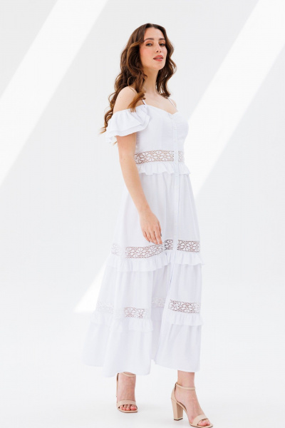 Сарафан из фактурной ткани с кружевными вставками ANIDEN 10-1 белый - фото 3