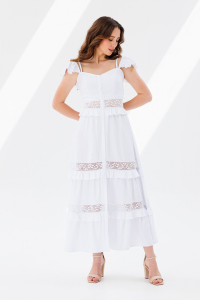 Сарафан из фактурной ткани с кружевными вставками ANIDEN 10-1 белый - фото 2