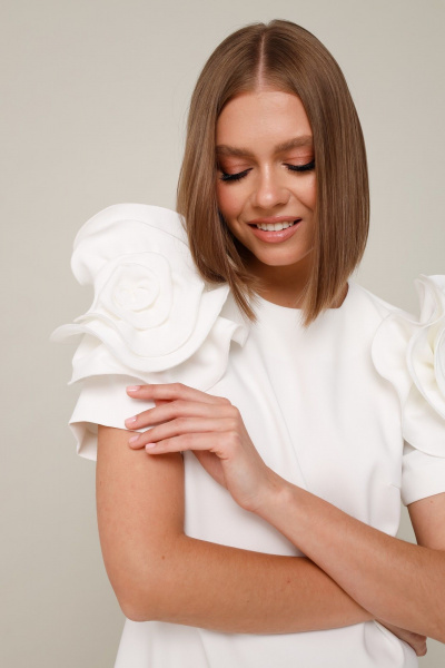 Нарядное летнее платье А-образного силуэта с короткими рукавами PUR PUR 11-295 - фото 4