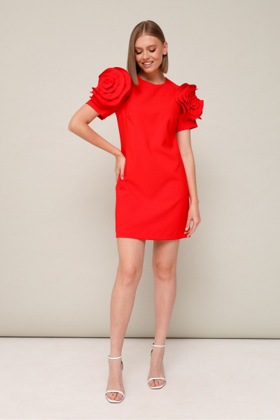 Нарядное летнее платье А-образного силуэта с цветочным декором PUR PUR 11-295/1 - фото 2