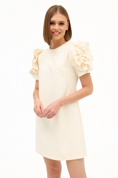 Белое летнее платье А-силуэта с цветочным декором PUR PUR 11-295/3 - фото 4