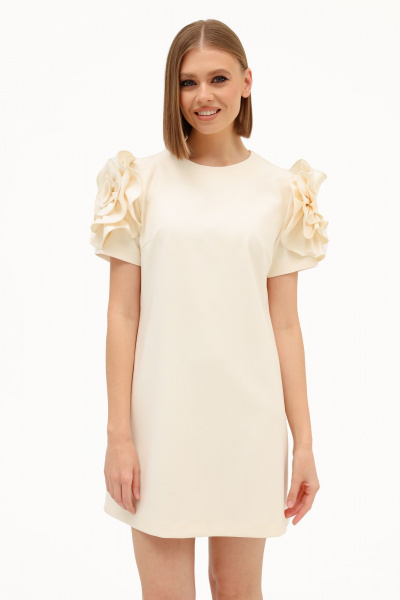 Белое летнее платье А-силуэта с цветочным декором PUR PUR 11-295/3 - фото 1