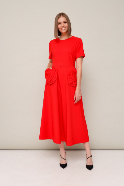 Нарядное летнее платье с наклонными карманами из ткани с цветочным принтом PUR PUR 11-297 - фото 2