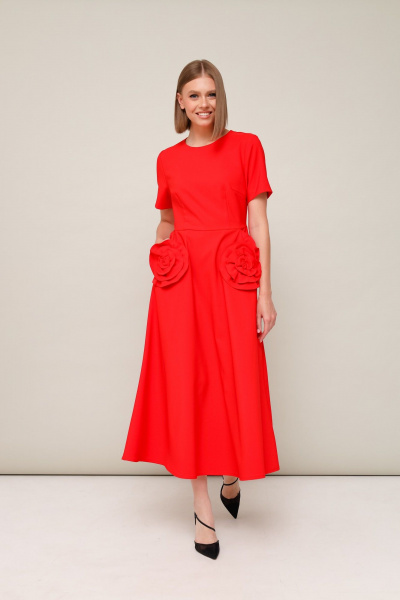 Нарядное летнее платье с наклонными карманами из ткани с цветочным принтом PUR PUR 11-297 - фото 4