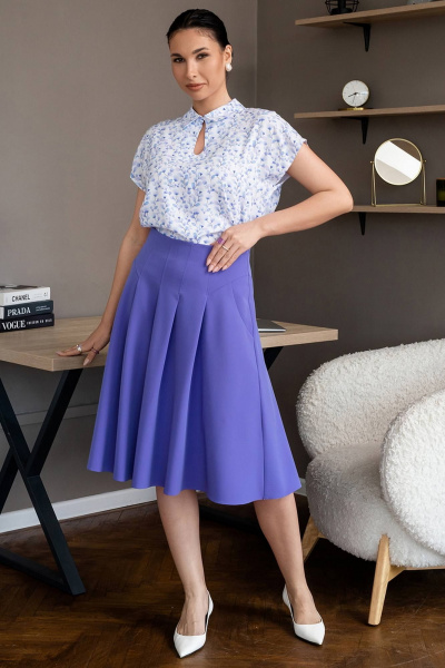 Фиолетовая летняя юбка с складками и карманами LADO 1129-14 - фото 1