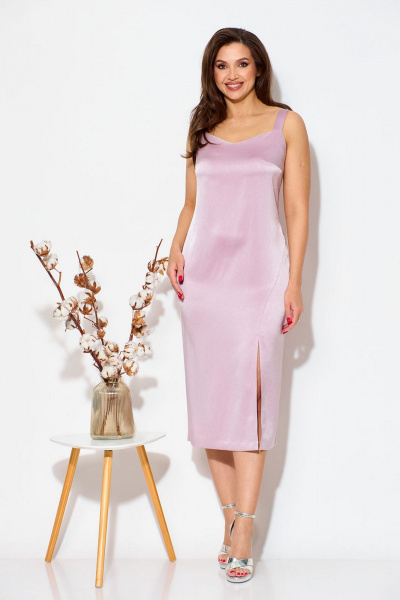 Платье нарядное из атласа с подрезом и разрезом на ногу Fortuna ШЖ 714 - фото 1