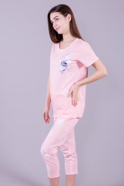 Комплект капри и футболка из трикотажа для дома 8 Марта 163420-4С564Д40-170,176 персик - фото 2