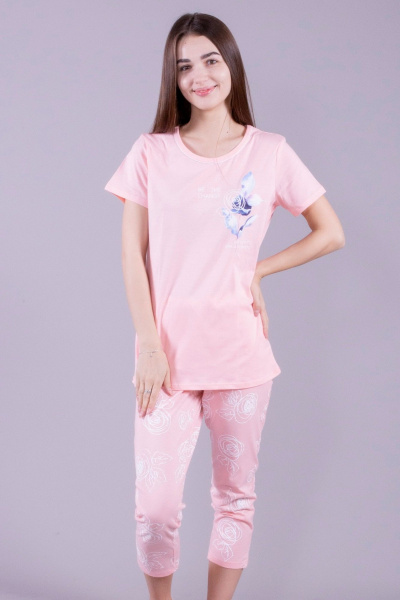 Комплект капри и футболка из трикотажа для дома 8 Марта 163420-4С564Д40-170,176 персик - фото 1