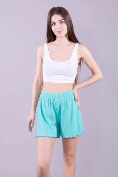 Голубые трикотажные шорты для дома 8 Марта 16500-4С5027Д40-170,176 салат - фото 1