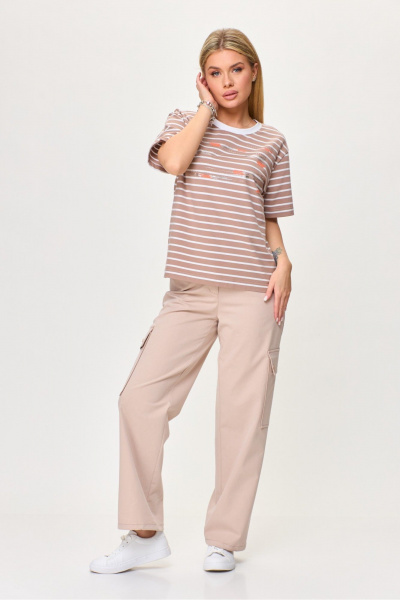 Брюки, футболка Laikony L-202 бежевый - фото 1
