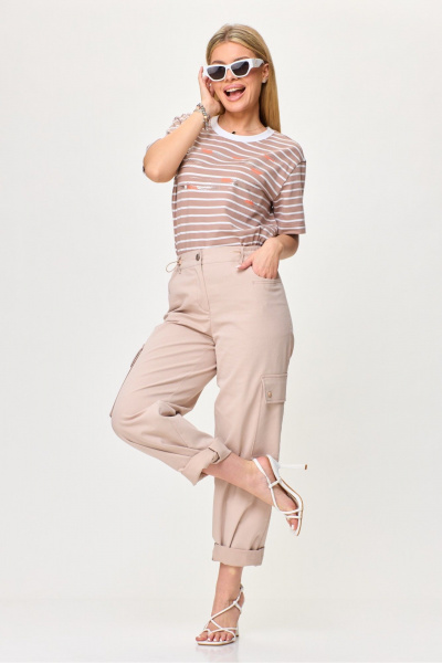 Брюки, футболка Laikony L-202 бежевый - фото 3