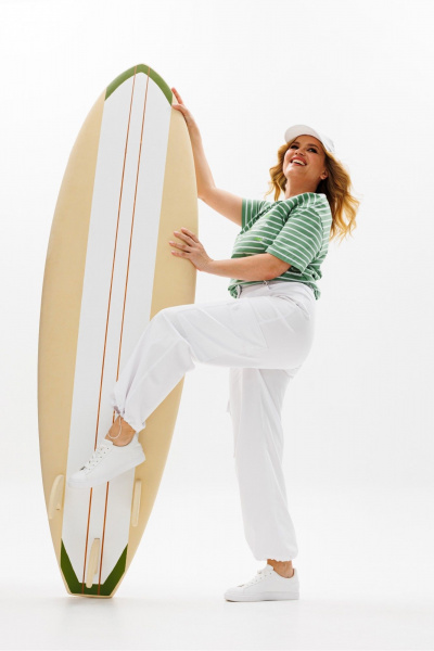 Брюки, футболка Laikony L-202 зеленый_белый - фото 4