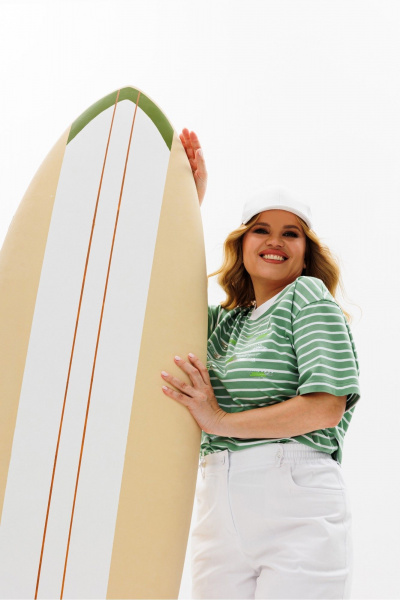 Брюки, футболка Laikony L-202 зеленый_белый - фото 2