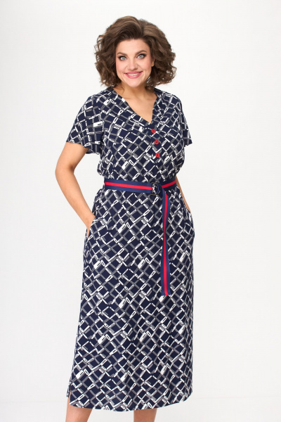 Летнее платье из штапеля с контрастной пуговицей и разрезами Bonna Image 927 диагональ - фото 9