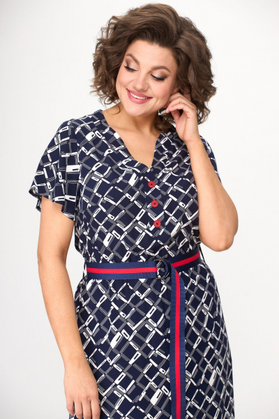 Летнее платье из штапеля с контрастной пуговицей и разрезами Bonna Image 927 диагональ - фото 7