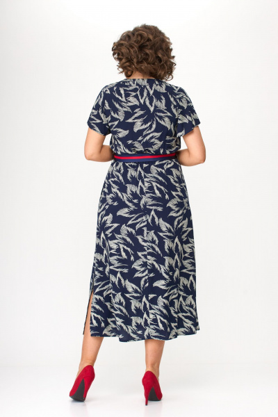 Летнее платье из штапеля с фигурным вырезом и разрезами по бокам Bonna Image 927 листики - фото 6