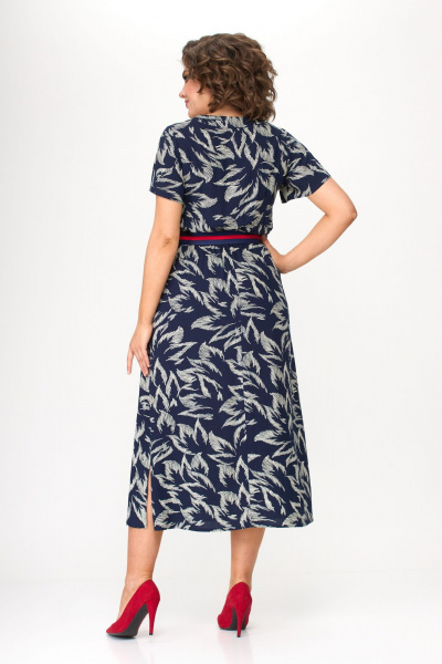 Летнее платье из штапеля с фигурным вырезом и разрезами по бокам Bonna Image 927 листики - фото 2