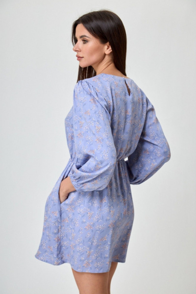 Романтичное воздушное платье из вискозы с резинкой и съемным воротником Anelli 1353 мимоза - фото 6