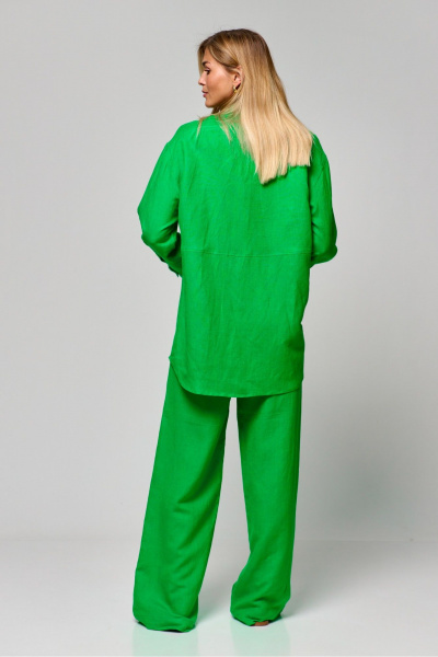 Леновая рубашка свободного кроя с воротником-стойкой THE NAME 2299 - фото 5