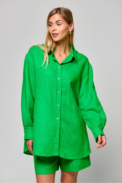 Леновая рубашка свободного кроя с воротником-стойкой THE NAME 2299 - фото 1