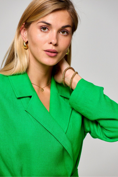 Леновый летний жакет прямого кроя на запах без пуговиц THE NAME 2302 - фото 3