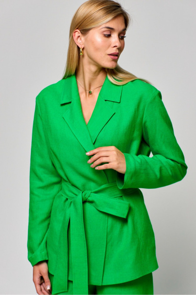 Леновый летний жакет прямого кроя на запах без пуговиц THE NAME 2302 - фото 2