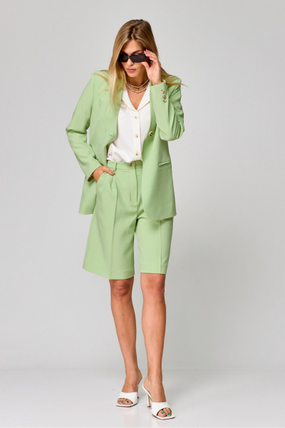 Летные классические шорты-бермуды с высокой посадкой THE NAME 2305 салатовый - фото 4