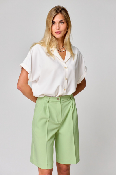 Летные классические шорты-бермуды с высокой посадкой THE NAME 2305 салатовый - фото 2