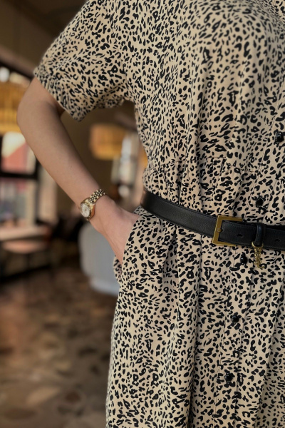 Мини платье из текстиля с леопардовым принтом комфортное Skipper Design 4447_leo - фото 4