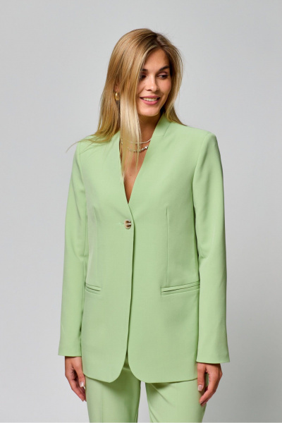 Жакет на подкладке лето деловой свободный с карманами THE NAME 2315 салатовый - фото 7