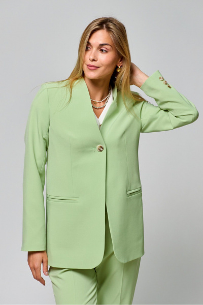 Жакет на подкладке лето деловой свободный с карманами THE NAME 2315 салатовый - фото 6