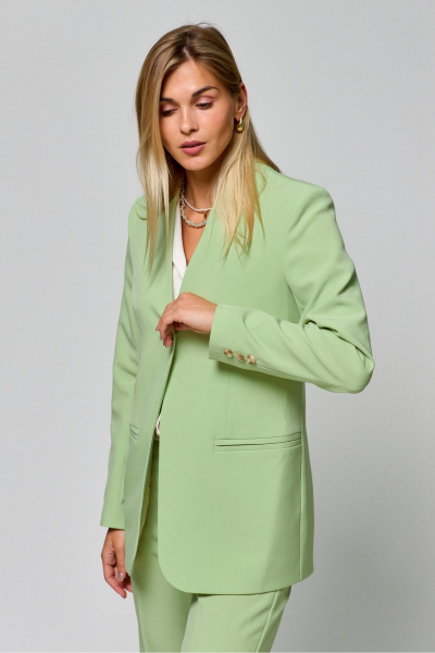 Жакет на подкладке лето деловой свободный с карманами THE NAME 2315 салатовый - фото 5