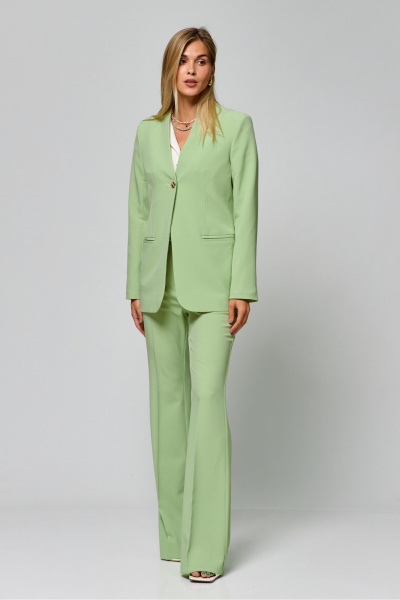 Жакет на подкладке лето деловой свободный с карманами THE NAME 2315 салатовый - фото 4