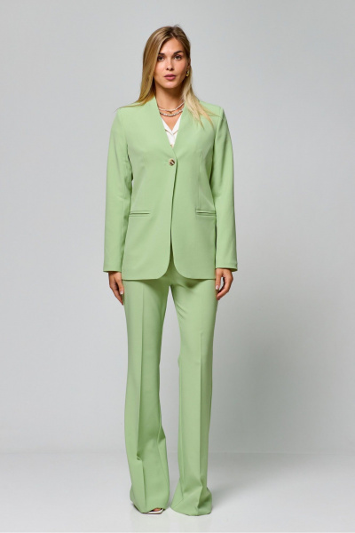 Жакет на подкладке лето деловой свободный с карманами THE NAME 2315 салатовый - фото 1